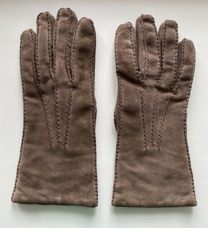 Тёплые замшевые перчатки утеплены шерстью кожаные