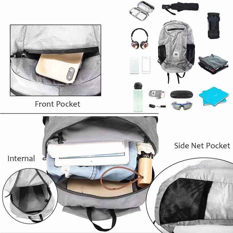 Mochila ultraleve dobrável mala impermeável transporte viagem NOVO