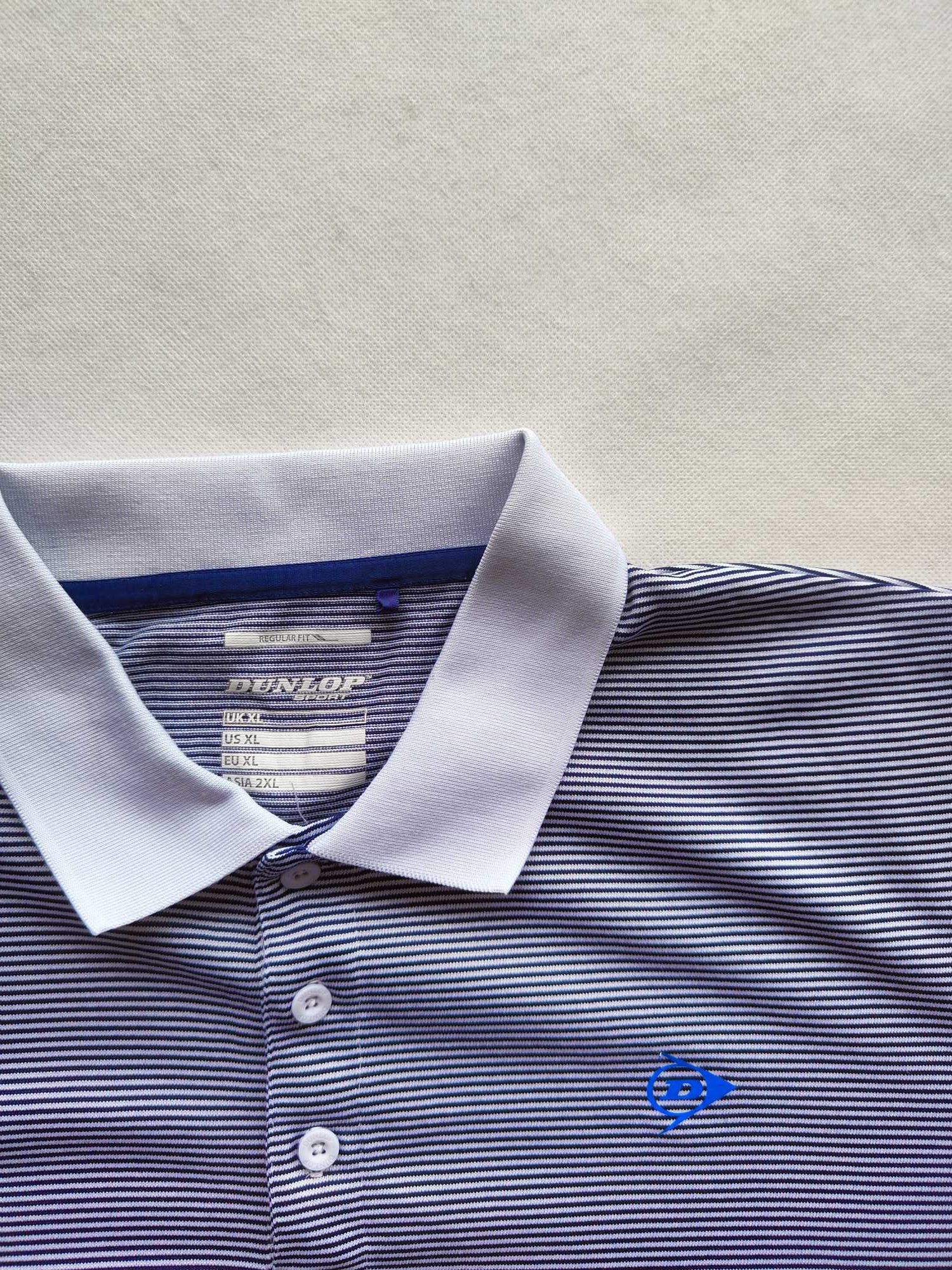 Dunlop _ Śliska koszulka polo w paski XL _ Regular Fit