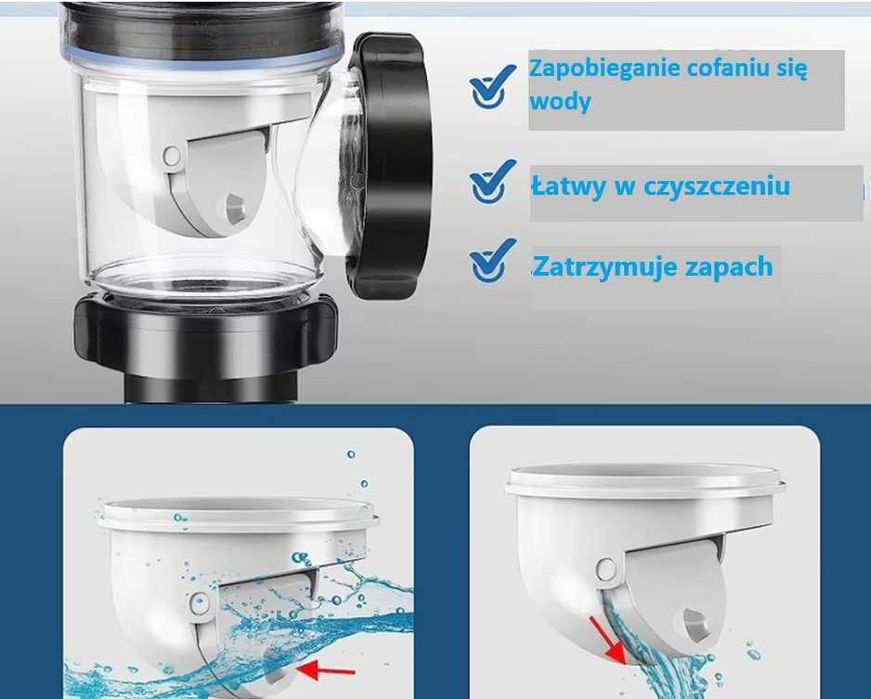 Syfon do umywalki elastyczny korek stalowy uszczelki nowy Radom