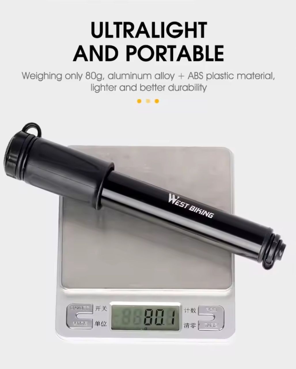 Pompka rowerowa West Biking Schrader/ Presta 100psi 17cm 80g Solidna