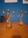 Castiçais antigos em bronze 5 velas