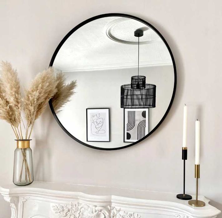 Nowe Lustro Okrągłe w Metalowej Ramie 50Cm i 60cm Ścienne Wiszące Loft
