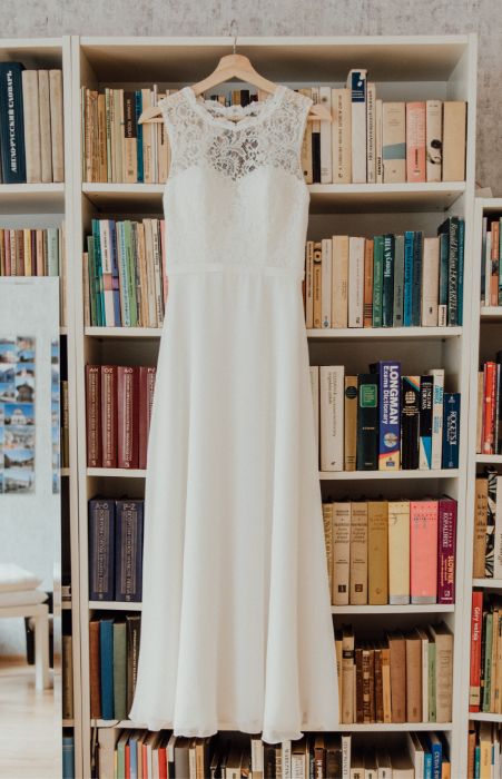Suknia ślubna + bolerko w kolorze kości słoniowej, rozmiar XS/34