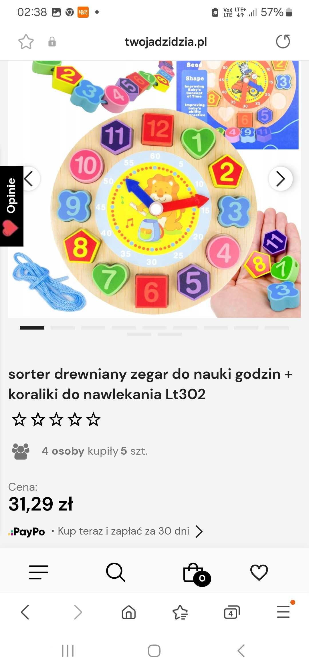 Zegar z klockami dla dzieci