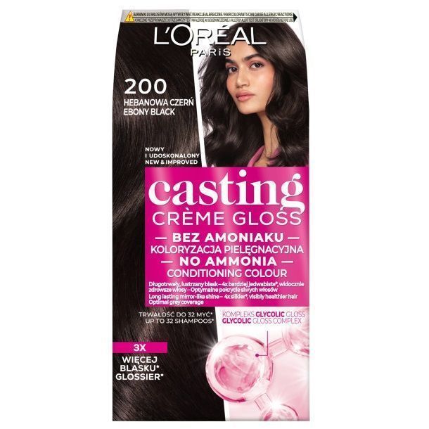 L'Oreal Paris Casting Creme Gloss farba do włosów 200 Hebanowa Czerń