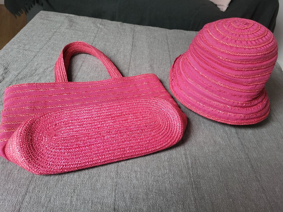 Kapelusz roz.M, torebka, róż,Olsen