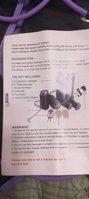 Массажер для ніг електро повітряний для відновлення кровообігу