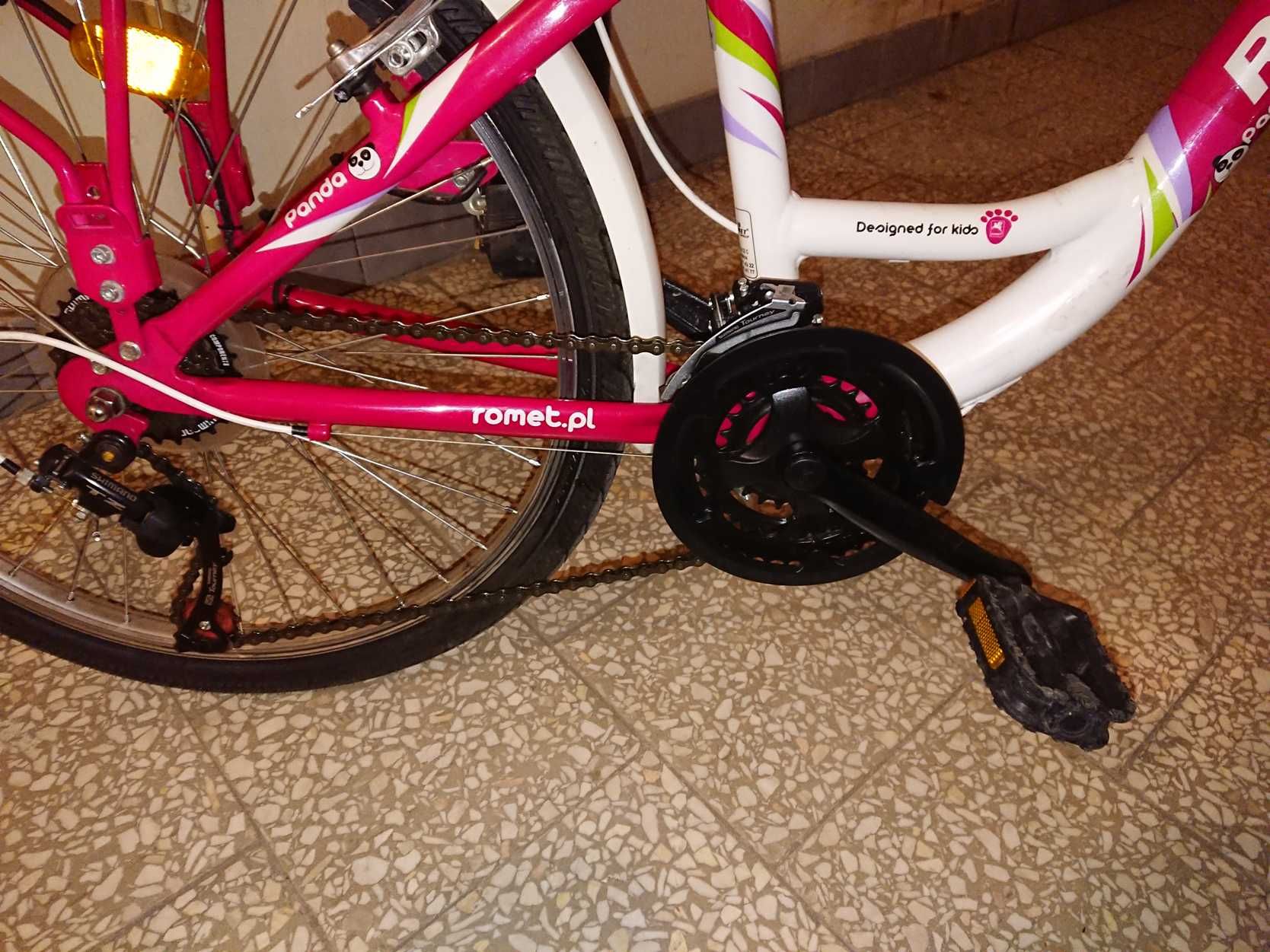rower Romet Panda 1, rama 13", różowy, koła 24"