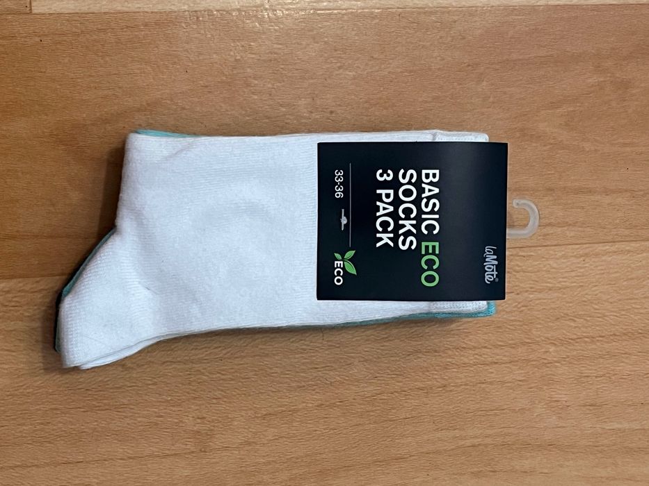 Zestaw 3 par nowych skarpet LaMote białe,turkusowe,granatowe 33-36