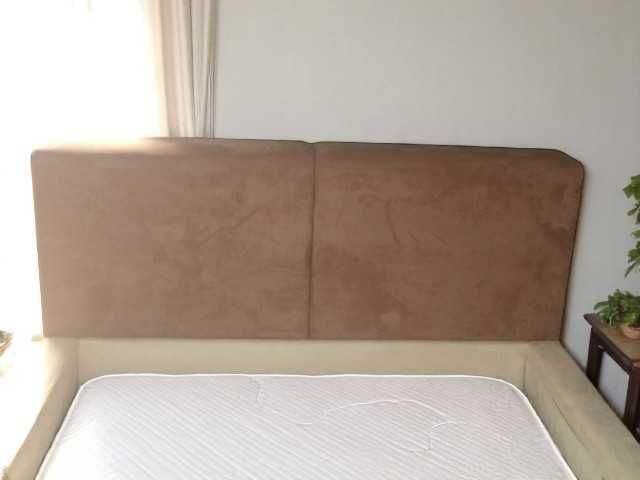 Cama Castanha e Bege c/ Colchão | Nova | Entrega Grátis