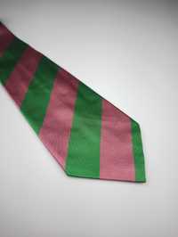 Brooksfield jedwabny krawat różowy zielony w paski pz15