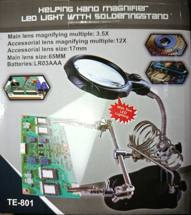Штатив для паяльника держатель для плат TE-801 LED с подсветкой