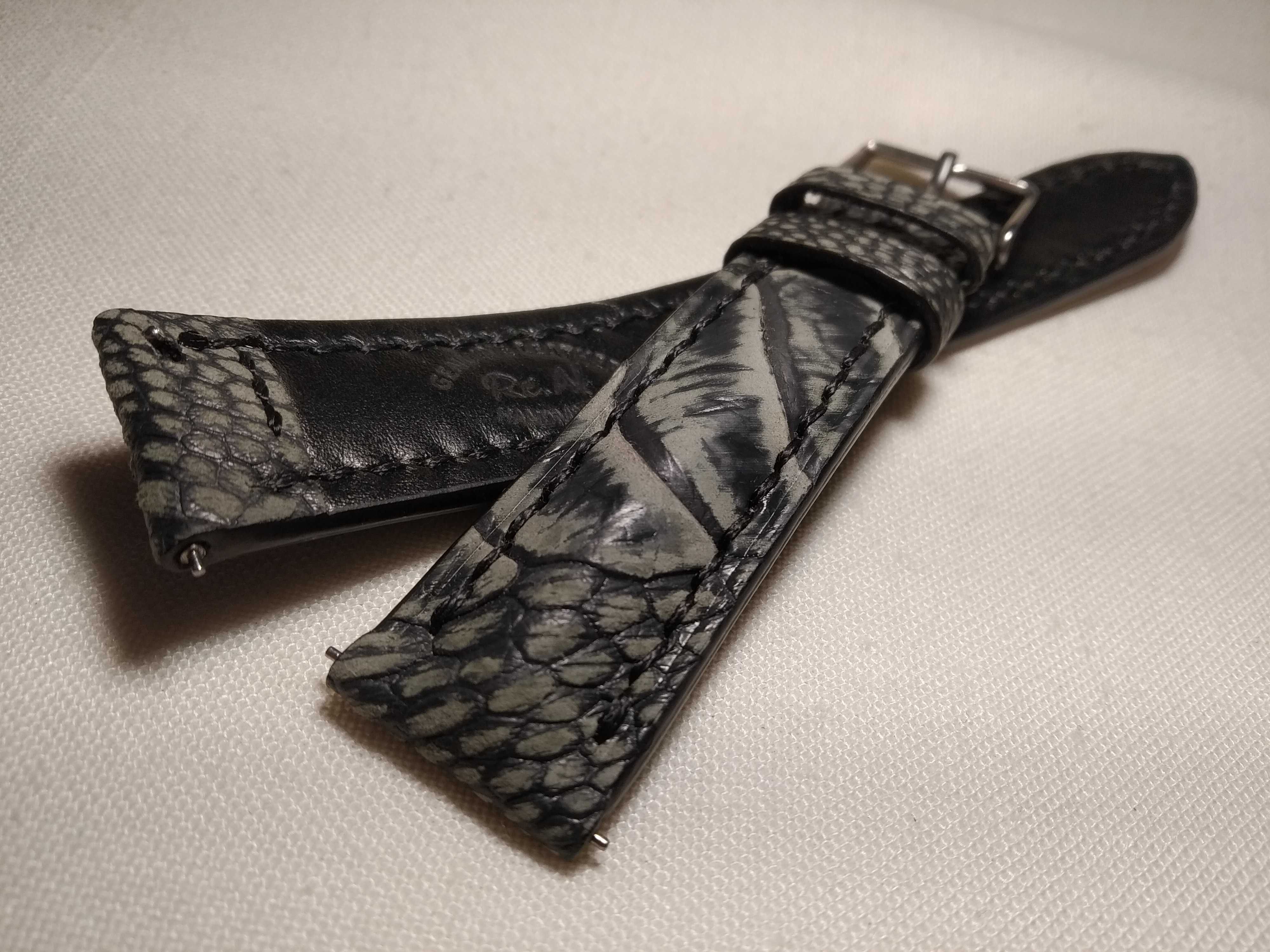 Pasek skórzany do zegarka 20 mm - styl " Breitling" - noga strusia