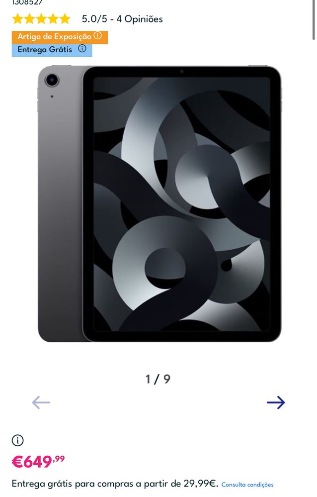 Apple Ipad Air 5Geracao com Fatura e Garantia - Space Gray