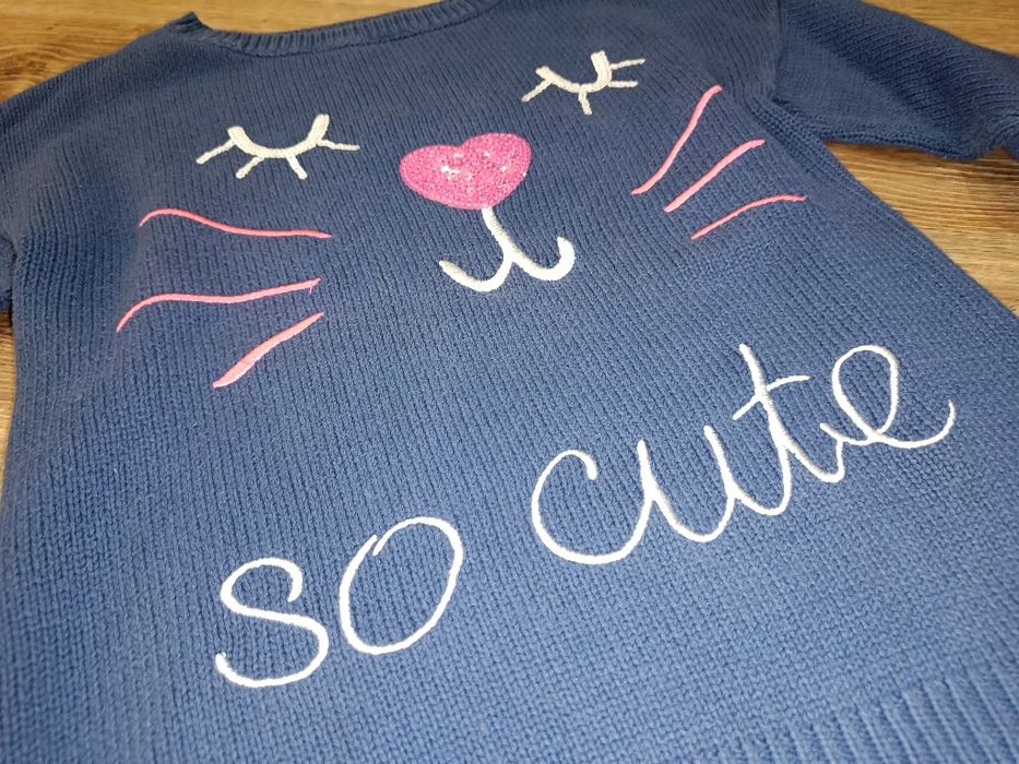 COOL CLUB bluza granatowa sweter sweterek granatowy bawełna 146/152