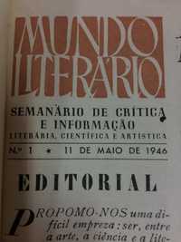 Revista Mundo Literário nº 1 de Maio de 1946 a Maio 1948 encadernadas
