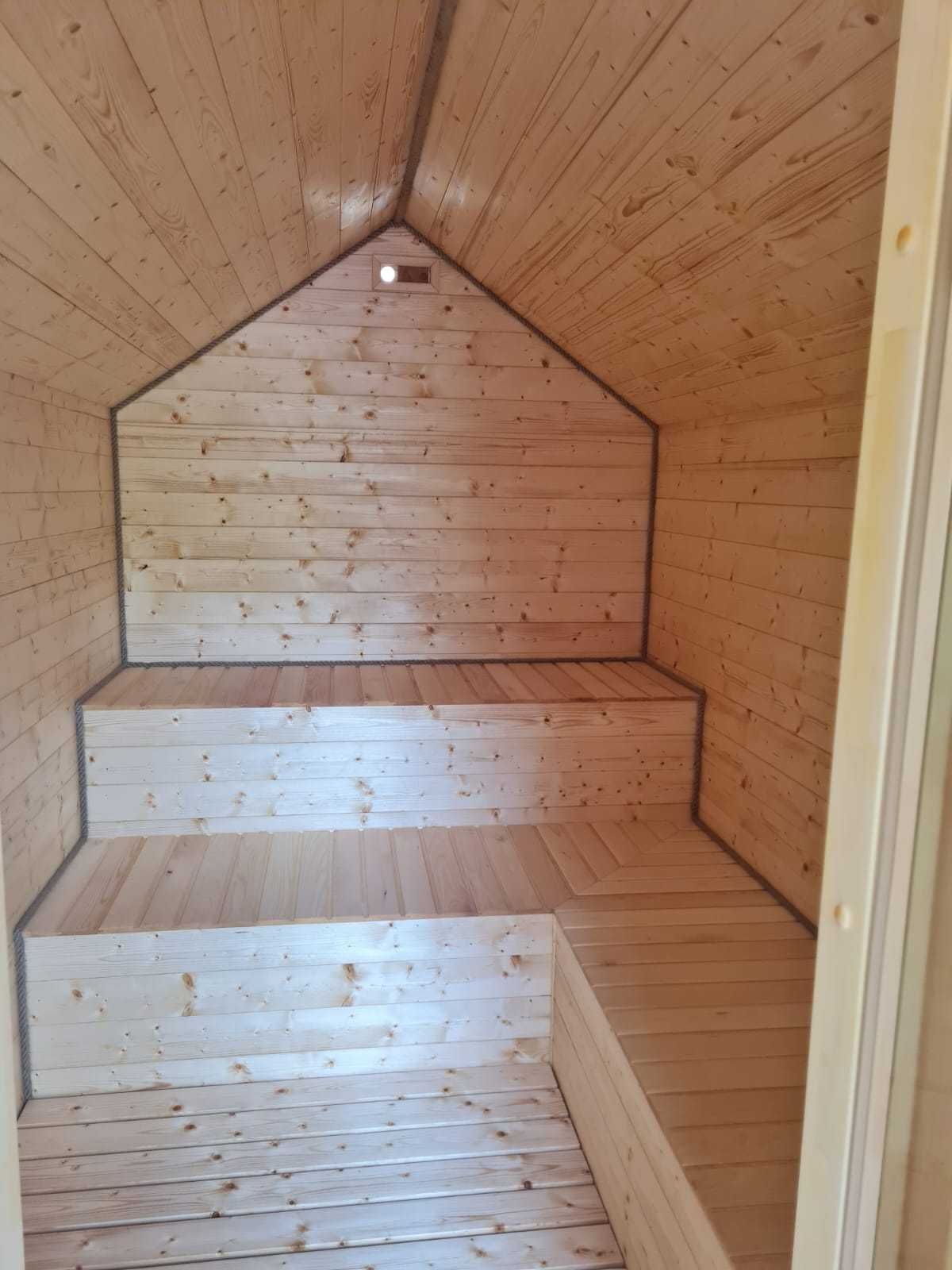 Sauna 2x4 z piecem elektrycznym lub tradycyjnym od ręki