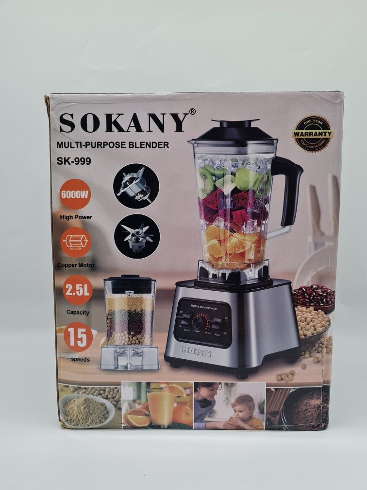 Blender kielichowy SOKANY SK-999 mikser stojący 2w1 6000W młynek