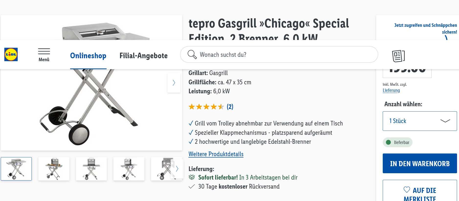 Grill gazowy 2 palnikowy stal nierdzewna Tepro Chicago Special Edition