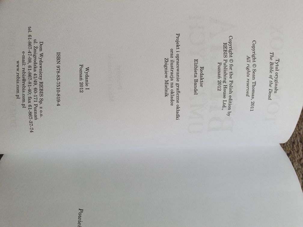 Tom Knox Biblia umarłych stan idealny jak nowa