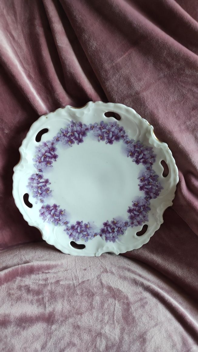 Silesia 23 cm patera. Przepiękna porcelana w fiołki