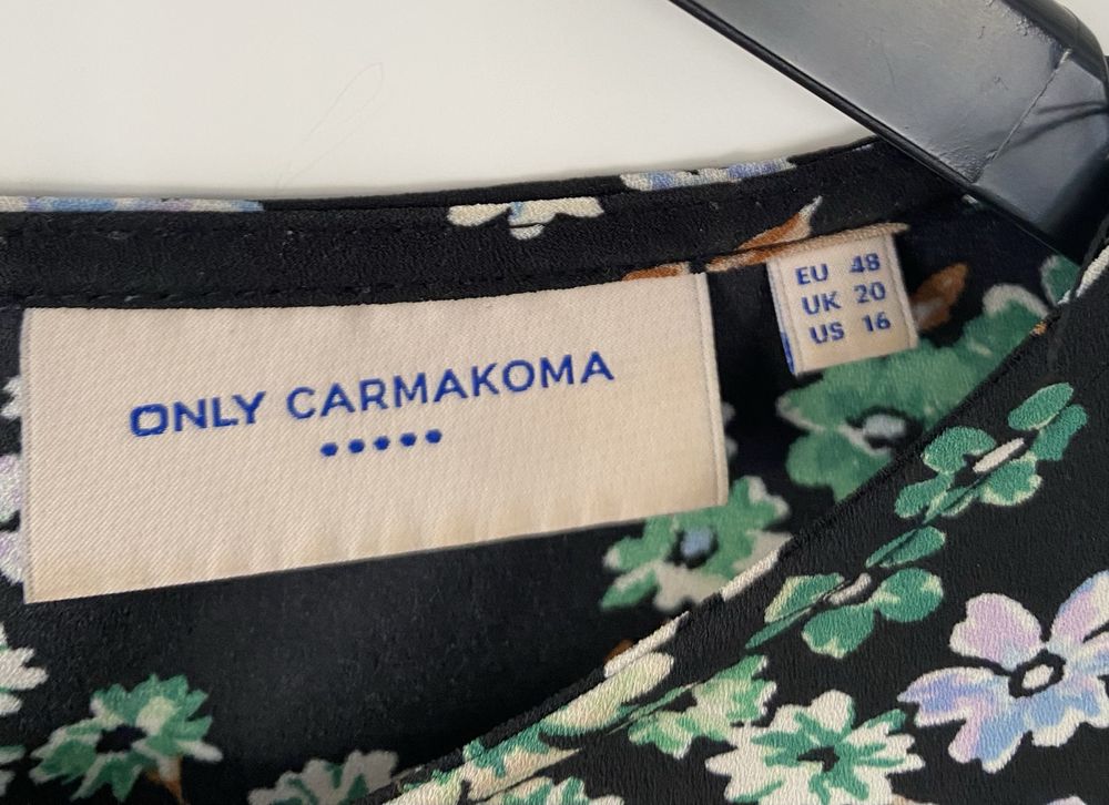Letnia dłuższa sukienka floral taliowana bufki marszczenia Only r.48