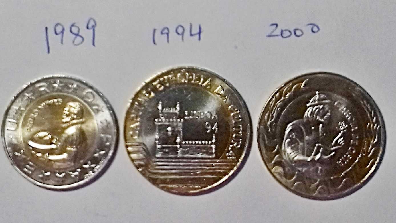 100$  200$: 3 moedas bimetálicas: Pedro Nunes, Lisboa, Garcia Horta,