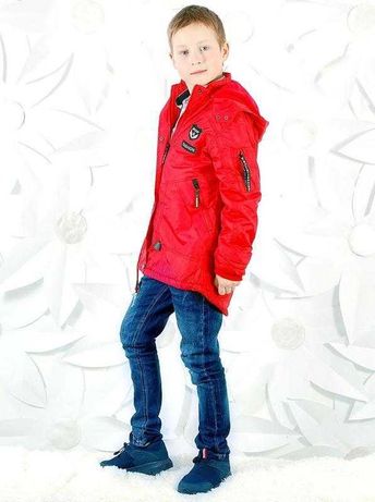 Красная парка куртка демисезон мальчик синтепон-флисGrace 128р