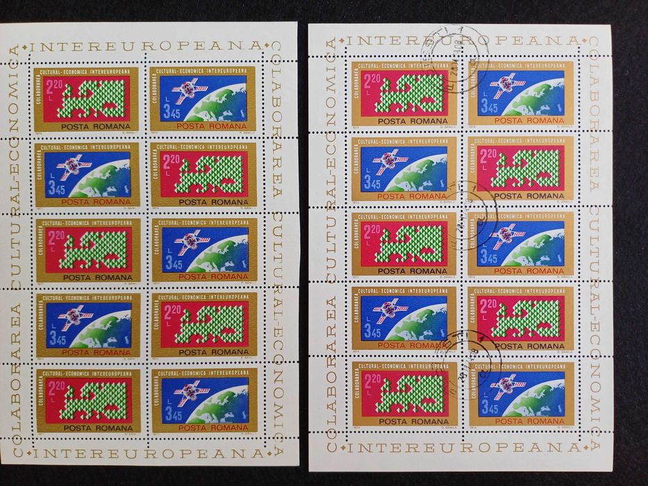 Filatelia - Roménia – 2 Mini folhas Intereuropeana, 1974