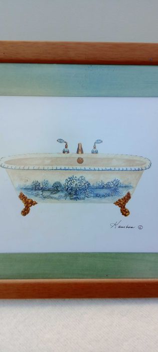 4 Litografias de banheiras, de  Consuelo Gamboa, emolduradas à medida