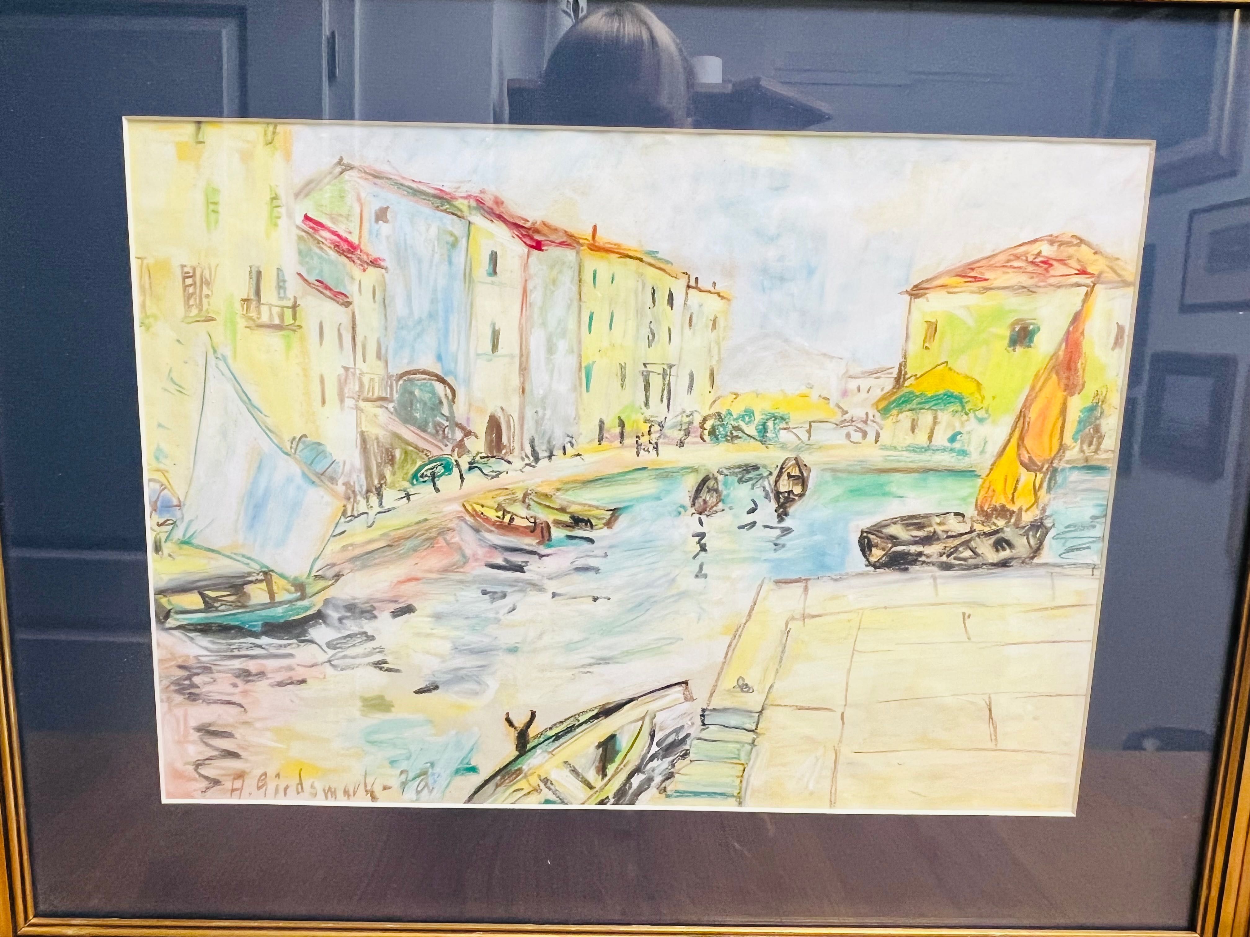 Obraz olejny w złotej ramie 55 x 50 cm.