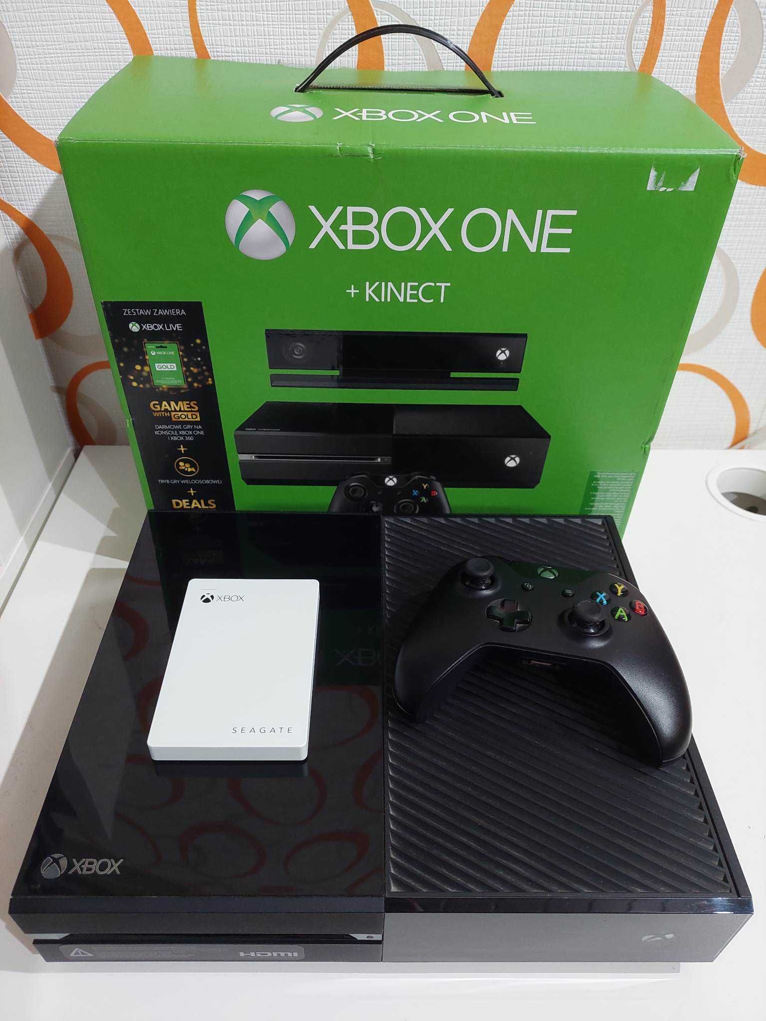 Konsola Xbox One+Pad+Kinect+5 Gier+Headset+Dysk zewnętrzny Seagate 2TB
