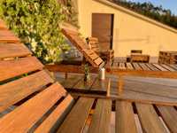 Mobiliário para jardim exterior feito com madeira paletes
