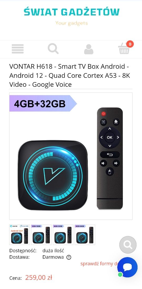 Android TV vontar H618 4Gb 32gb dekoder iptv Wi-Fi Bluetooth