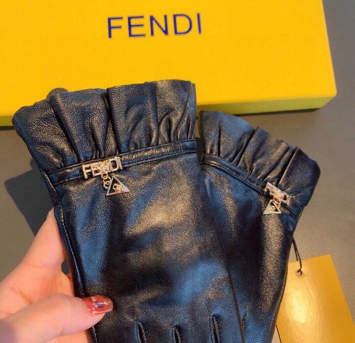 FENDI jesień-zima falowe rękawice z owczej skóry pierwszego poziomu
