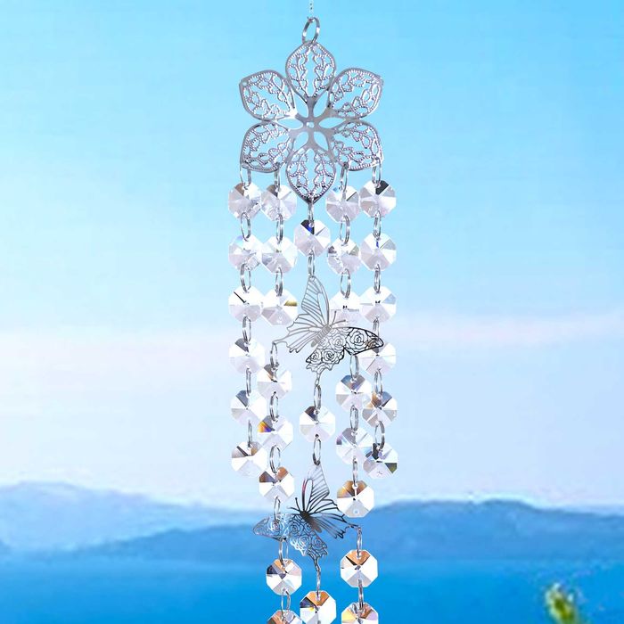 ŁAPACZ SNÓW Słońca Szklany Zawieszka do Okna Glamour Motyle Bezbarwna