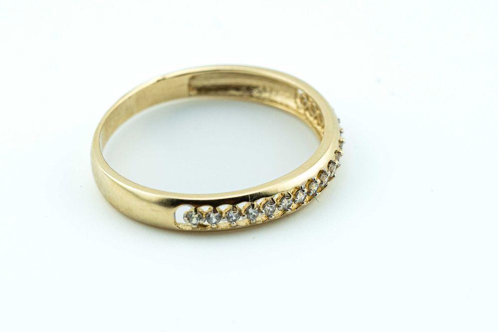 ZB546 cudowny złoty pierścionek obrączka z drobnymi cyrkoniami pr 333