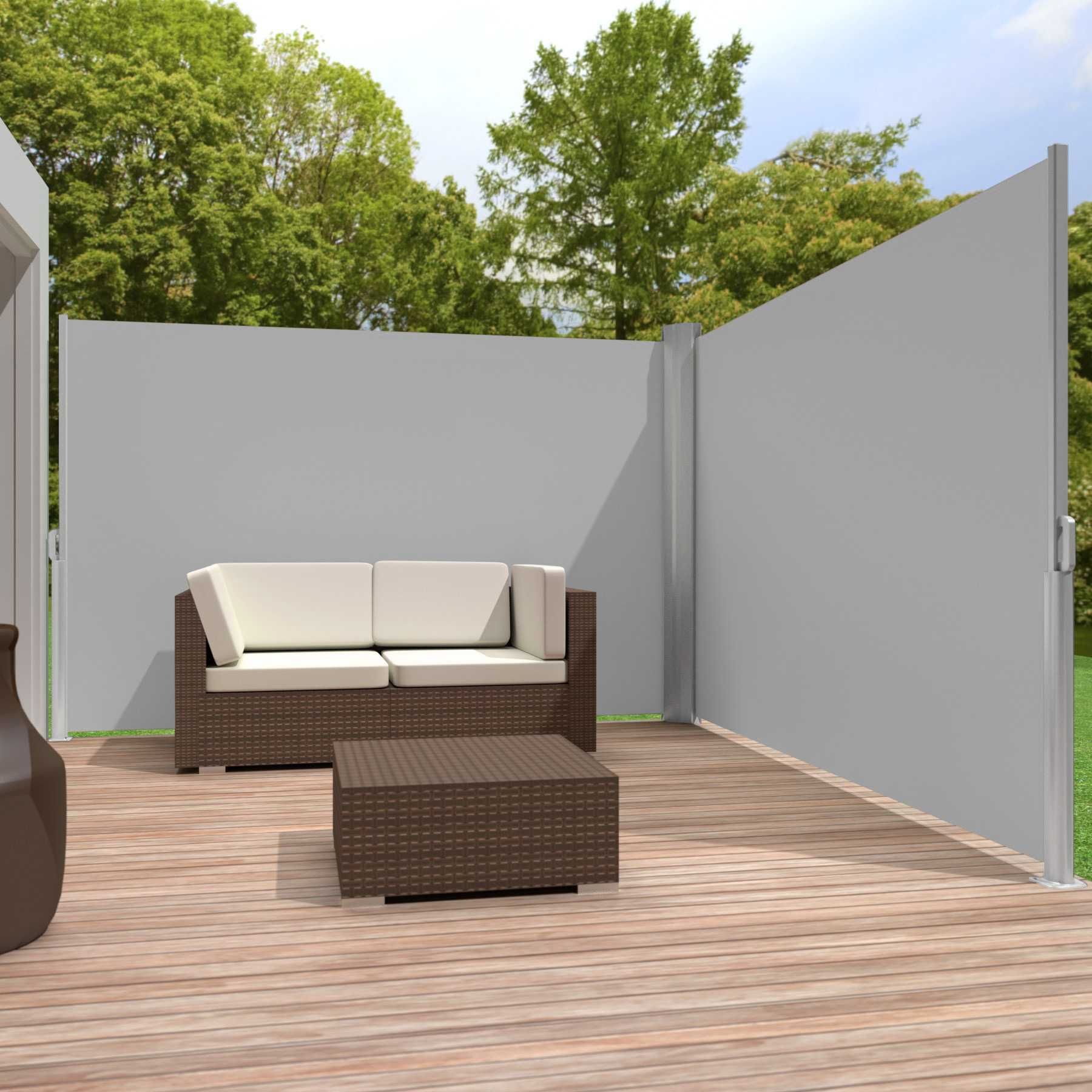 Podwójna markiza boczna szary lub beżowy 180 x 600 cm OUTLET