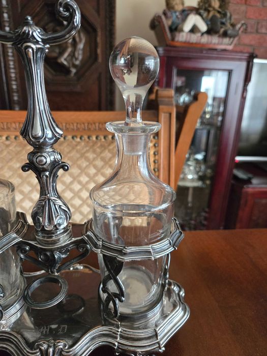 Srebrny kabaret styl Biedermeier Pr 950 Minerva Francja-Paryż XIXw