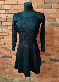 Sukienka czarna koronka  rękawy roz. XS/S
