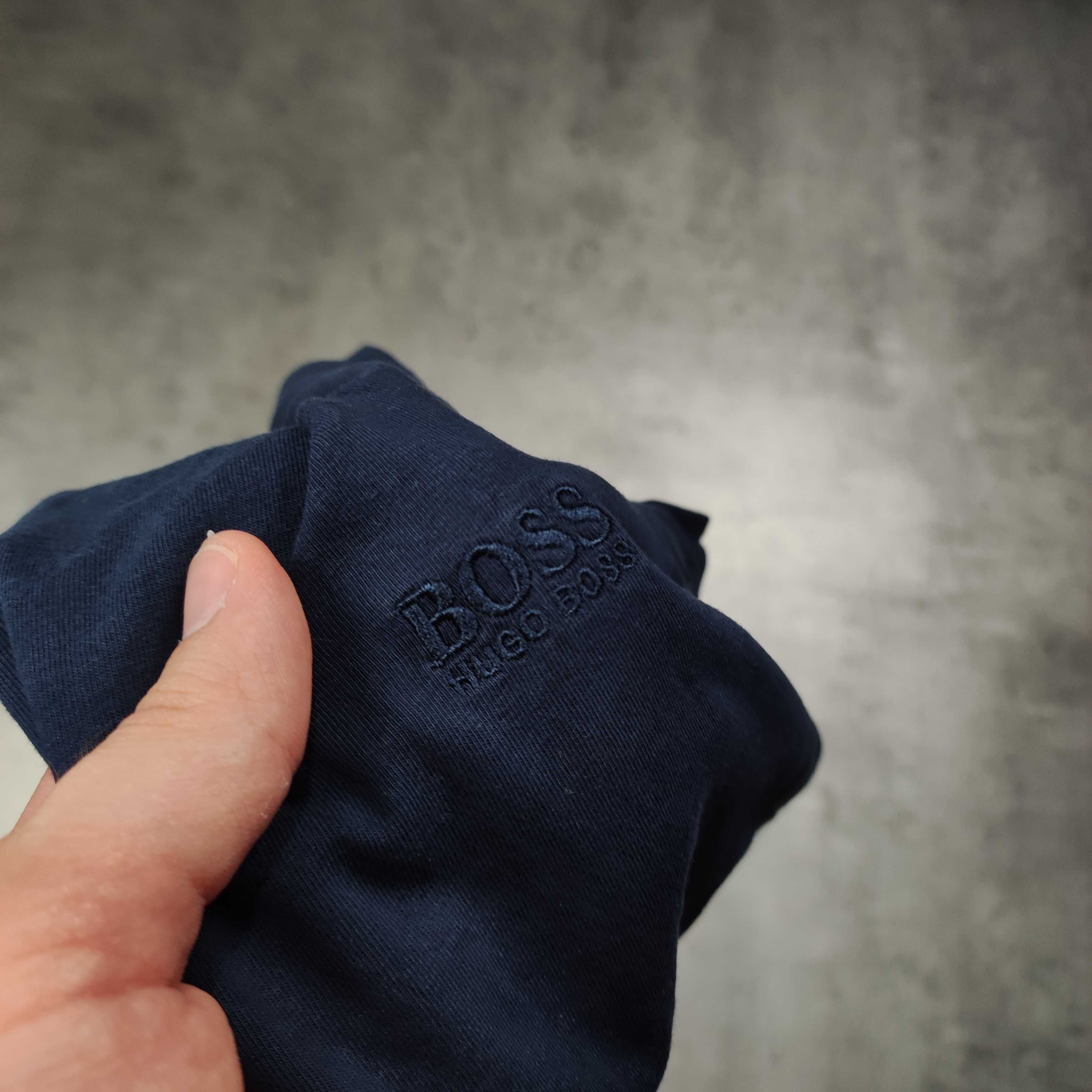 MĘSKA PREMIUM Granatowa Koszulka Bawełna Lekka Basic Hugo Boss Logo