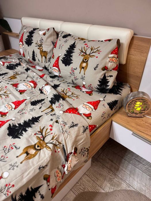 Акція! Чорна п’ятниця! Байкова постільна білизна новорічна тепла є