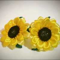 Gumeczki do włosów z kwiatkiem do słoneczniki ręcznie robione handmade