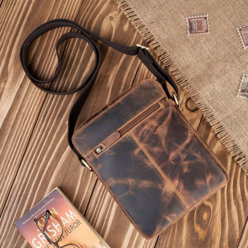 męska brązowa skórzana torba na ramię w stylu vintage paolo peruzzi