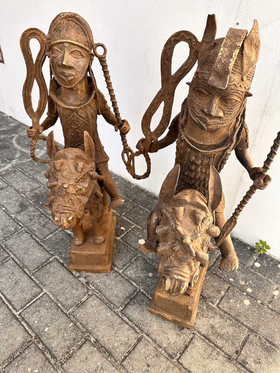 Cavaleiros em Bronze de Benin raro africano arte tribal - 75cm - 35KG