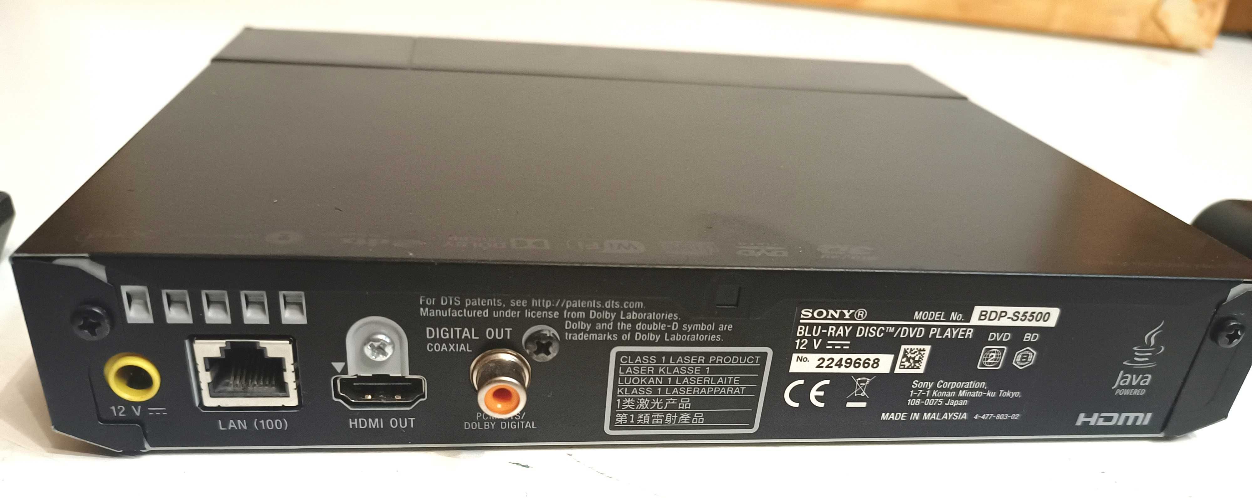 Odtwarzacz Blu- Ray SONY  BDP - S5500