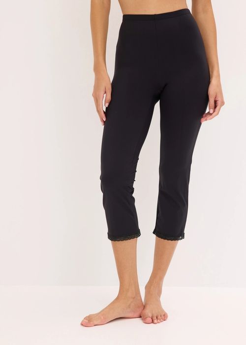 B.P.C legginsy rybaczki 3/4 czarne koronką r.52/54