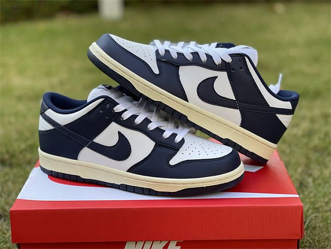 Кросівки Nike Dunk Low Vintage Navy Найки Данки сині білі ретро