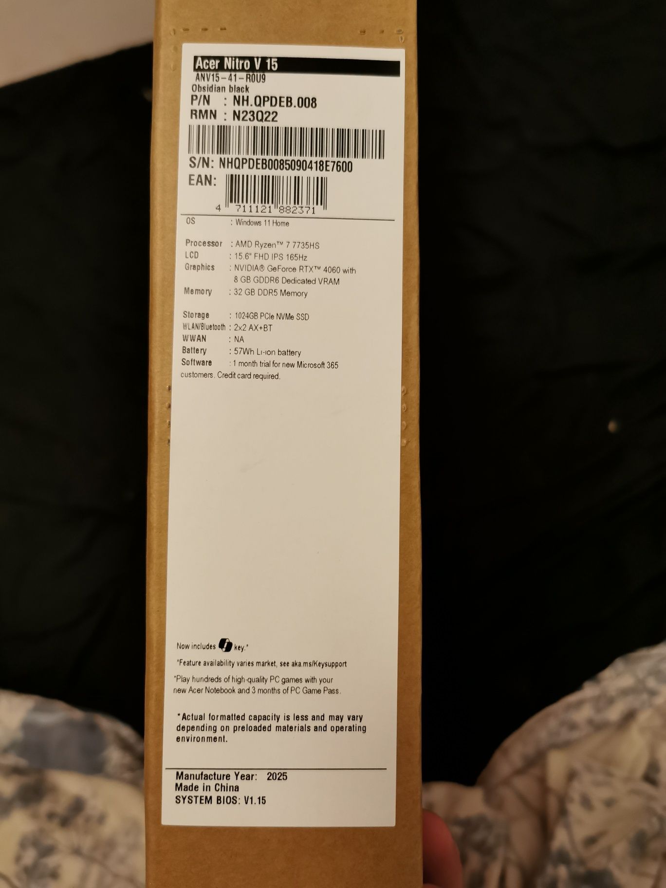 Acer Nitro v15 Portatil